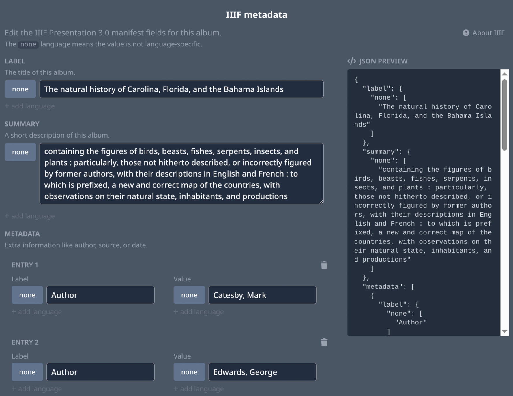 IIIF manifest metadata editor in the Micrio dashboard